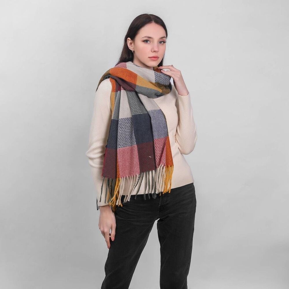 Celtic Tartan Plaid patchwork Scarf Wool Blend 74… - image 1